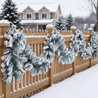 2 Pcs 12ft Thick Christmas Alaskan Pine Christmas Garland Flocked in White