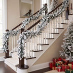 2 Pcs 12ft Thick Christmas Alaskan Pine Christmas Garland Flocked in White, alternate view 4
