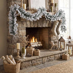 2 Pcs 12ft Thick Christmas Alaskan Pine Christmas Garland Flocked in White, alternate view 5