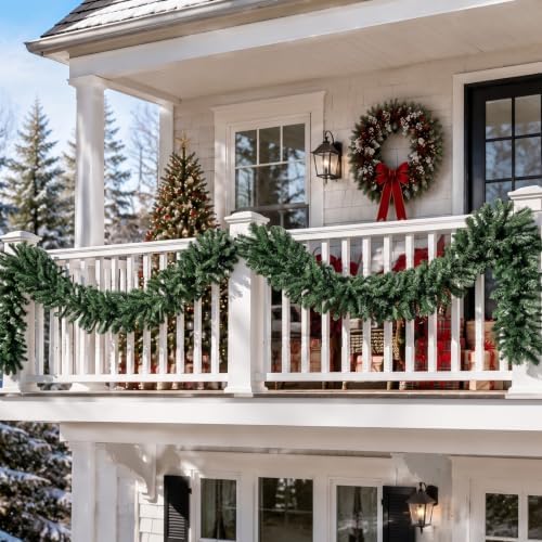 2 Pcs 12ft Thick Christmas Alaskan Pine Christmas Garland Greenery in Green, alternate view 4