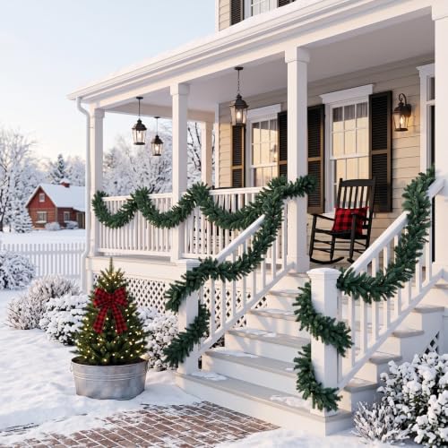 2 Pcs 12ft Thick Christmas Alaskan Pine Christmas Garland Greenery in Green, alternate view 6