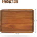 2 PCS 13 x 9 in Solid Acacia Wood Serving Trays Rectangular Wooden Serving Platters Natural Wooden Boards for, alternate view