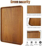 2 PCS 13 x 9 in Solid Acacia Wood Serving Trays Rectangular Wooden Serving Platters Natural Wooden Boards for, alternate view
