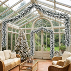 2 Pcs 15ft Thick Christmas Alaskan Christmas Garland Flocked in White, alternate view 6