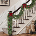 2 Pcs 16 FT Artificial Christmas Cedar Garland for Stairs Home Decoration
