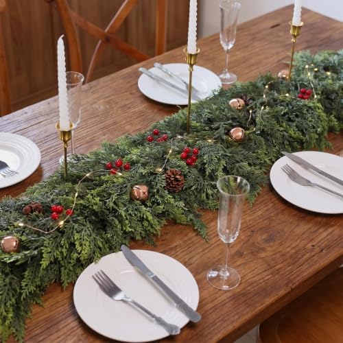 2 Pcs 16 FT Artificial Christmas Cedar Garland for Stairs Home Decoration, alternate view 3