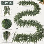 2 Pcs 16 FT Artificial Christmas Cedar Garland for Stairs Home Decoration, alternate view 5