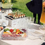2 Pcs 16 x 11'' Chilled Serving Tray for Parties with Lids Compartments Flip top Removable Chilled Party Platter, alternate