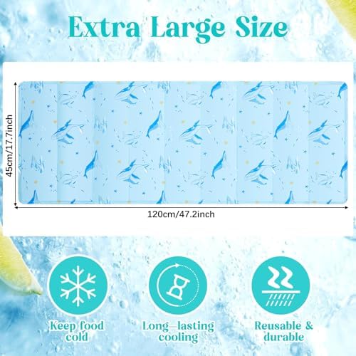 2 Pcs 17.7"x 47.2" Large Reusable Freezable Ice Mats for Buffet Table Cooling Trays Cold Plate for Food Cheese, alternate