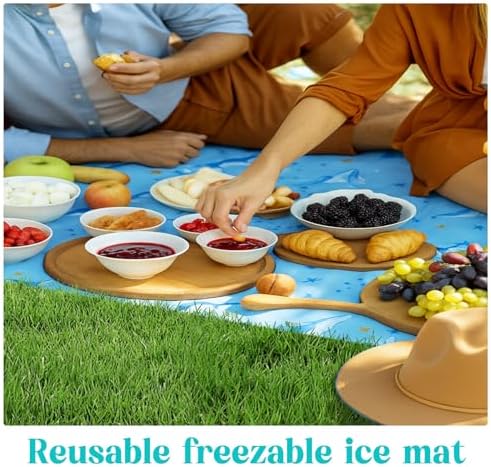 2 Pcs 17.7"x 47.2" Large Reusable Freezable Ice Mats for Buffet Table Cooling Trays Cold Plate for Food Cheese, alternate