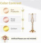 2 Pcs 19.3 inches Gold Tall Crystal Flower Stand and Holders Centerpiece Chandelier Metal Vase for Wedding, alternate view 5