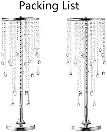 2 Pcs 21.65 inches Crystal Flower Stand Wedding Centerpieces for Tables, Tabletop Gold Metal Flower Arrangement, alternate