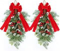2 PCS 24" Artificial Christmas Teardrop Swag Pine Needles Teardrop Door Swag Christmas Norfolk Teardrop Wreath