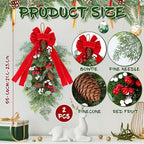 2 PCS 24" Artificial Christmas Teardrop Swag Pine Needles Teardrop Door Swag Christmas Norfolk Teardrop Wreath, alternate