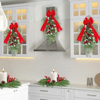 2 PCS 24" Artificial Christmas Teardrop Swag Pine Needles Teardrop Door Swag Christmas Norfolk Teardrop Wreath, alternate
