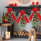 2 PCS 24" Artificial Christmas Teardrop Swag Pine Needles Teardrop Door Swag Christmas Norfolk Teardrop Wreath, alternate