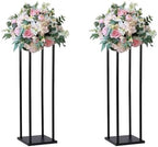 2 Pcs 24 Inches Matte Black Wedding Flower Stand Metal Iron Display Rack Floor Vase Column Centerpiece for Event