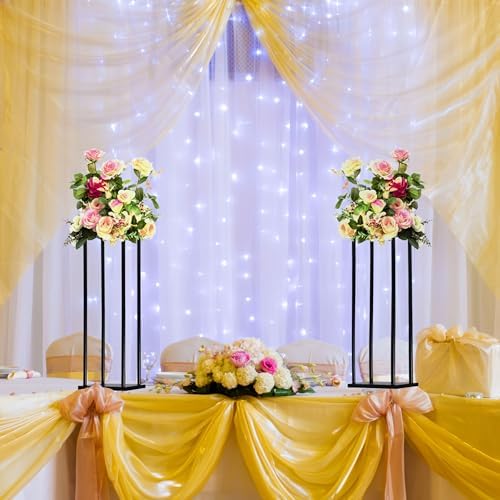 2 Pcs 24 Inches Matte Black Wedding Flower Stand Metal Iron Display Rack Floor Vase Column Centerpiece for Event, alternate