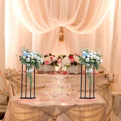 2 Pcs 24 Inches Matte Black Wedding Flower Stand Metal Iron Display Rack Floor Vase Column Centerpiece for Event, alternate