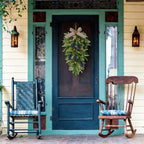 2 PCS 24'' Spring Summer Swags for Front Door Artificial Eucalyptus Olive Boxwood Leaves Teardrop Swags Greenery, alternate