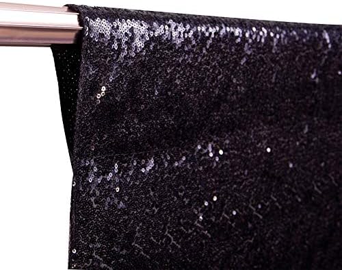 2 PCS 2x8ft Black Sequin Curtain Glitter Background for Halloween in 2FT x 8FT (2 Panels) in Black, alternate view 4