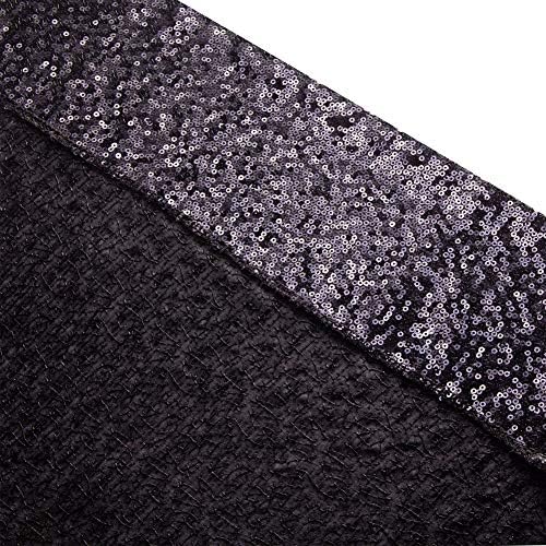 2 PCS 2x8ft Black Sequin Curtain Glitter Background for Halloween in 2FT x 8FT (2 Panels) in Black, alternate view 5