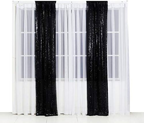 2 PCS 2x8ft Black Sequin Curtain Glitter Background for Halloween in 2FT x 8FT (2 Panels) in Black, alternate view 7