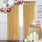 2 PCS 2x8ft Gold Sequin Backdrop Curtains Shimmer Background in 2FT x 8FT (2 Panels) in Gold
