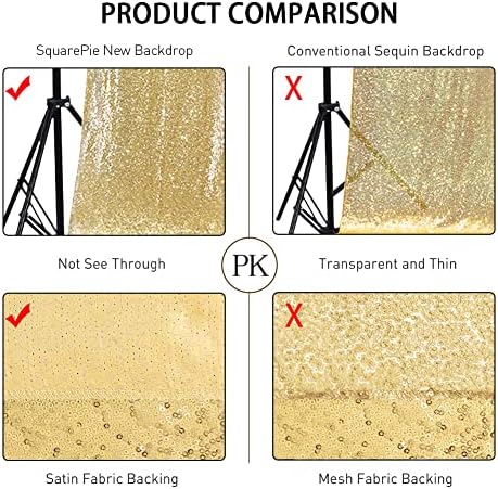 2 PCS 2x8ft Gold Sequin Backdrop Curtains Shimmer Background in 2FT x 8FT (2 Panels) in Gold, alternate view 4