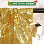 2 PCS 2x8ft Gold Sequin Backdrop Curtains Shimmer Background in 2FT x 8FT (2 Panels) in Gold, alternate view 6