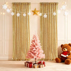 2 PCS 2x8ft Gold Sequin Backdrop Curtains Shimmer Background in 2FT x 8FT (2 Panels) in Gold, alternate view 7