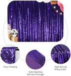 2 PCS 2x8ft Purple Sequin Backdrop Curtains Shimmer Background in 2FT x 8FT (2 Panels) in Purple, alternate view 4