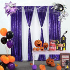 2 PCS 2x8ft Purple Sequin Backdrop Curtains Shimmer Background in 2FT x 8FT (2 Panels) in Purple, alternate view 6