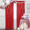 2 PCS 2x8ft Red Sequin Backdrop Curtains Shimmer Background in 2FT x 8FT (2 Panels) in Red