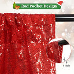 2 PCS 2x8ft Red Sequin Backdrop Curtains Shimmer Background in 2FT x 8FT (2 Panels) in Red, alternate view 5