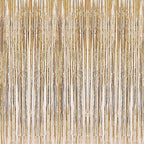 2 Pcs 3.2ft x 8.2ft Champagne Gold Metallic Tinsel Foil Fringe Curtains Photo Booth Backdrop for Baby Shower