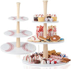 2 Pcs 3 Tier Baseball Serving Tray Wooden Baseball Cupcake Stand in White