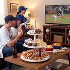 2 Pcs 3 Tier Baseball Serving Tray Wooden Baseball Cupcake Stand in White, alternate view 2