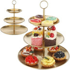 2 Pcs 3-Tier Cupcake Stand, Large Stainless Steel Tiered Serving Tray, 6.69/9.06/11.8 in Dessert Stand, Gold, alternate view