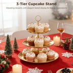 2 Pcs 3-Tier Cupcake Stand, Large Stainless Steel Tiered Serving Tray, 6.69/9.06/11.8 in Dessert Stand, Gold, alternate view