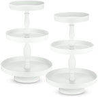 2 Pcs 3 Tier Cupcake Stand, Round Metal Dessert Tower, White in White