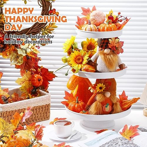 2 Pcs 3 Tier Cupcake Stand, Round Metal Dessert Tower, White in White, alternate view 2