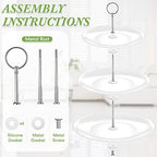 2 Pcs 3 Tier Porcelain Cupcake Stand, Holder Tower, Delicate Round Shape in White, alternate view 6