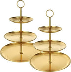 2 Pcs 3 Tier Stainless Steel Cupcake Stand in 11.8(Base Tray Diameter) x 13.3(H) Inch in Gold