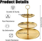 2 Pcs 3 Tier Stainless Steel Cupcake Stand in 11.8(Base Tray Diameter) x 13.3(H) Inch in Gold, alternate view 3