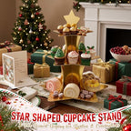 2 Pcs 3 Tier Star Cupcake Stand Golden Cupcake Stand in Golden, alternate view 2