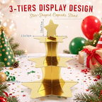 2 Pcs 3 Tier Star Cupcake Stand Golden Cupcake Stand in Golden, alternate view 4