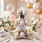 2 Pcs 3 Tier Star Cupcake Stand Silver Cupcake Stand in Silver, alternate view 7