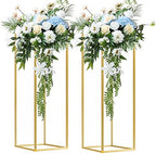 2 pcs 31.5inch/80cm Gold Vases for Centerpieces Metal Column Geometric Flower Stand, Wedding Centerpieces Stand
