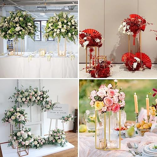 2 pcs 31.5inch/80cm Gold Vases for Centerpieces Metal Column Geometric Flower Stand, Wedding Centerpieces Stand, alternate